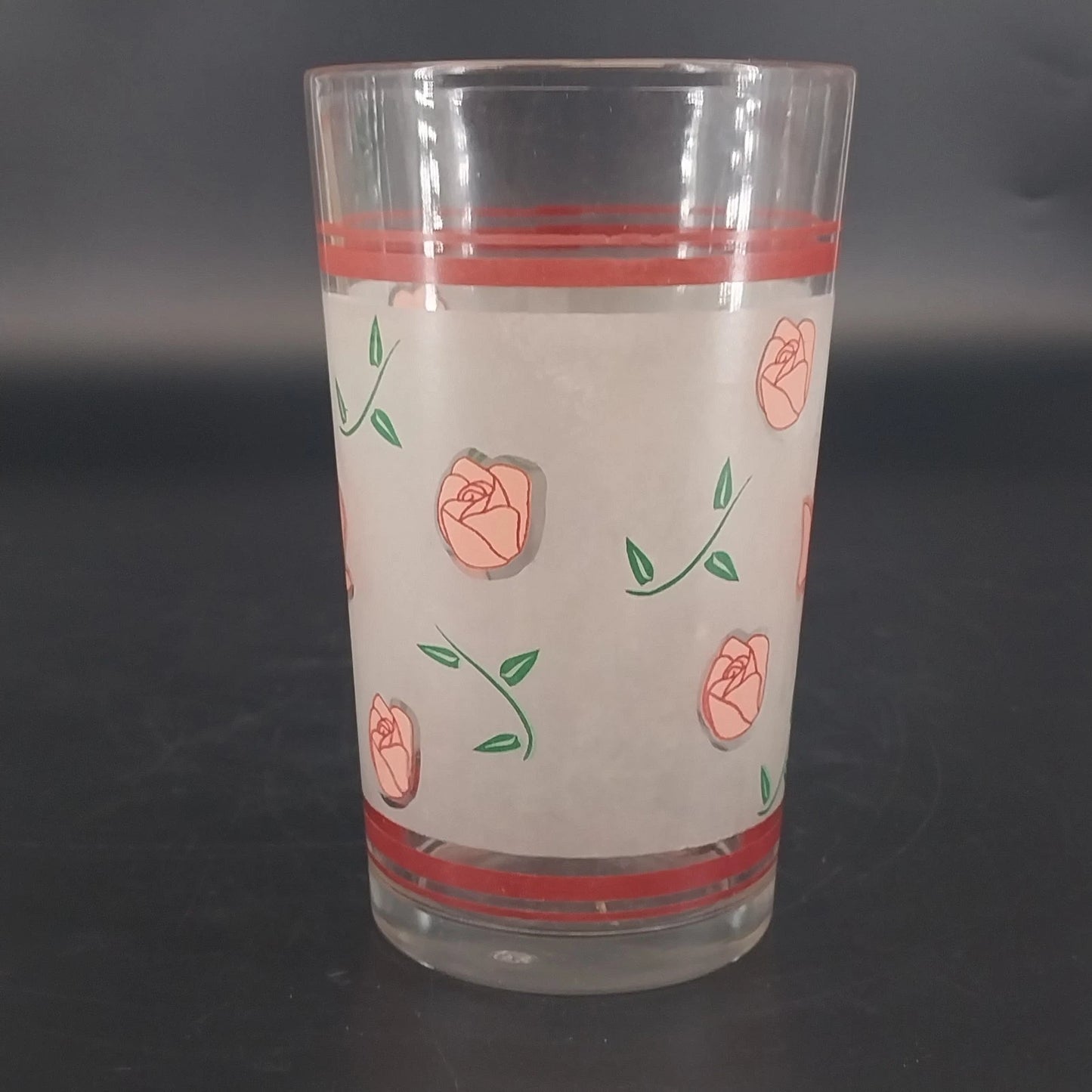 Berney-Bond Floral Glass Tumblers Set 8 Sunflower Rose Magnolia Grape 10oz Vtg