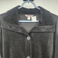 White Stag Women’s XL 16-18 Black Velour Jacket Button Front Wide Collar