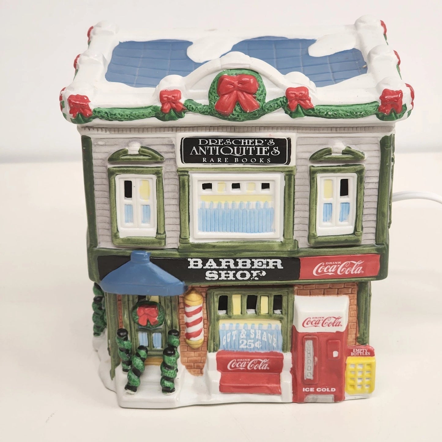 Barber Shop Christmas Village House Coca-Cola Townsquare Collection 1996 Vintage