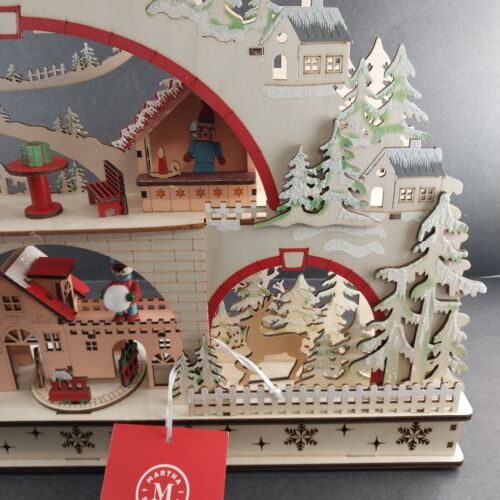 Martha Stewart Christmas Village Wooden Laser Cut Light Up Display Winter Scene