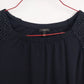 Talbots Petite Navy Blue Lace Sleeve Blouse Women MP 3/4 Sleeve Crochet Knit Top