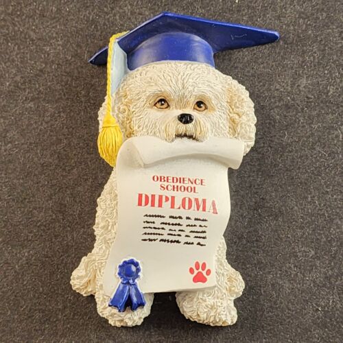 Bichon Frise Refrigerator Magnet School Diploma Dog Figurine Willabee Ward MBI