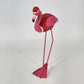 Christmas Flamingo Figurine 11" Resin & Wire Pink Holiday Decor Knit Coat & Hat