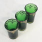 DFP Italian Emerald Green Shot Glasses Set 3 Gold Trim 2.75" Mid Century Barware