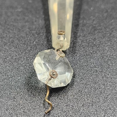 2 Icicle Spear Crystal Faceted Glass Prisms 3.4" w Octagon Accent Wire Connector