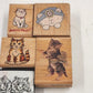 5 Wood Rubber Stamps Cats Theme Kitten w Bow Purrrfect Peeking Sabrina