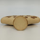Pottery Napkin Holder Flying Winged Dog Motif Beige Brown Fan Shape 6.5" Repair