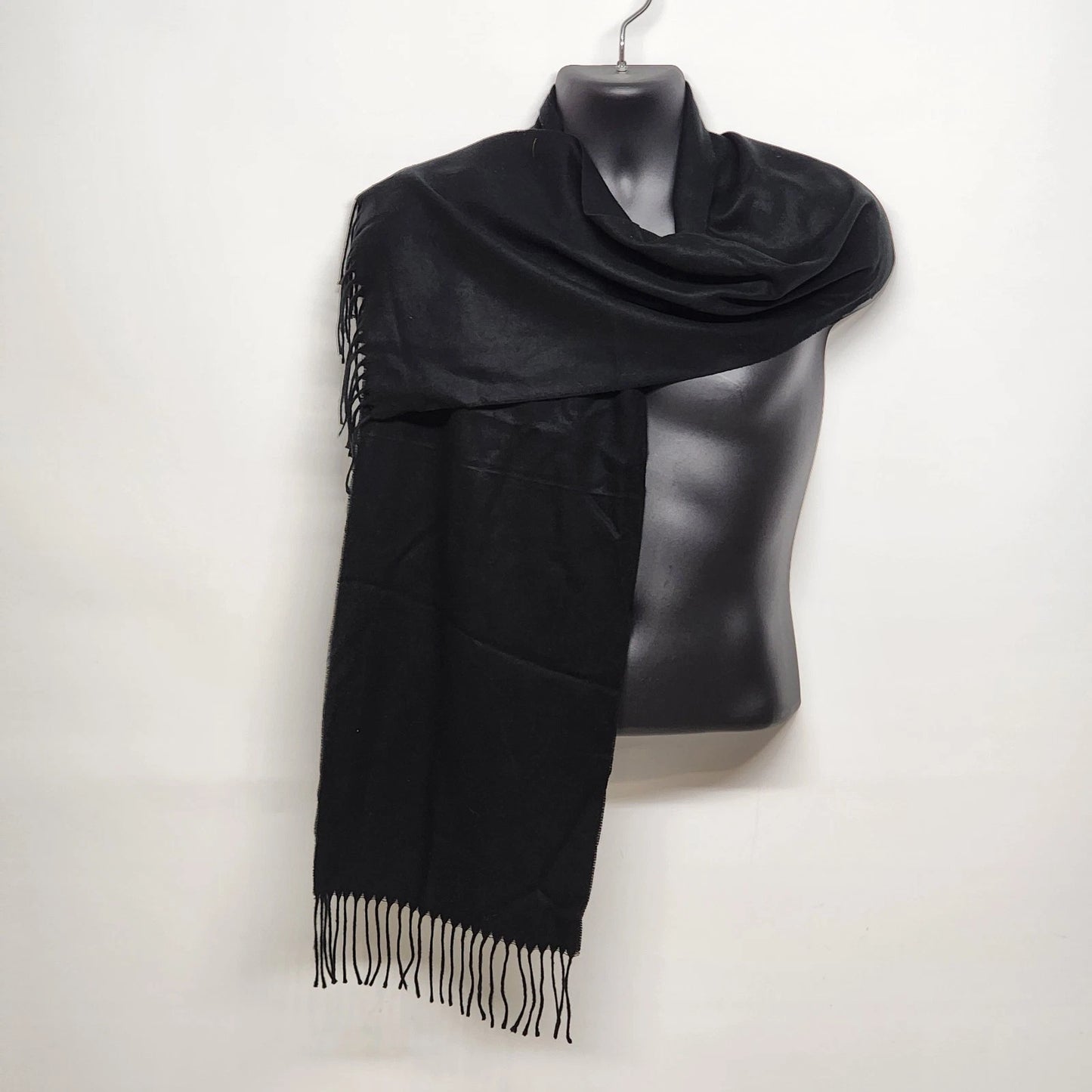 Men’s Black Dress Scarf Solid Soft Acrylic Winter Wrap 64" x 12" Made in Germany