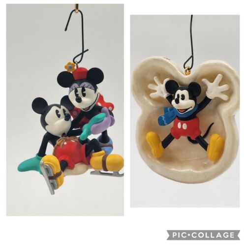 2 Hallmark Keepsake 1997 Ornaments Mickey & Co SNOW ANGEL & New Pair of Skates