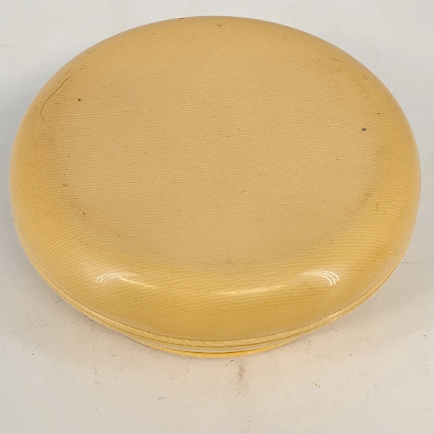 Vintage Bakelite Hair Receiver Yellow Vanity Box 5in Round Lid