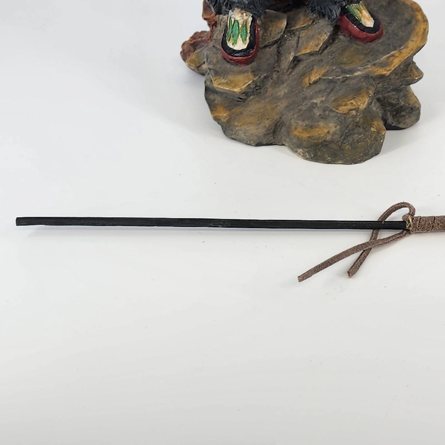 Native American Warrior Chief Statue Spear & Animal Hide Figurine Large 16.5"