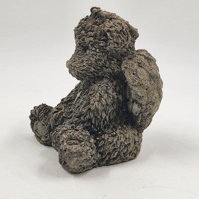 Angel Bear Brown Concrete Statue Halo Wings Cross Garden Decor 6"