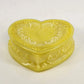 Degenhart Slag Glass Heart Trinket Dresser Box Yellow Mustard Caramel Swirl 3.5"