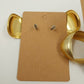 Set of Two Pair Large Gold Tone Pierced Earrings Chunky Hoop & Teardrop Shaped