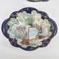 2 Japanese Porcelain Oval Dishes Hand Painted Raised Cobalt Blue Handles 8"x6.5"