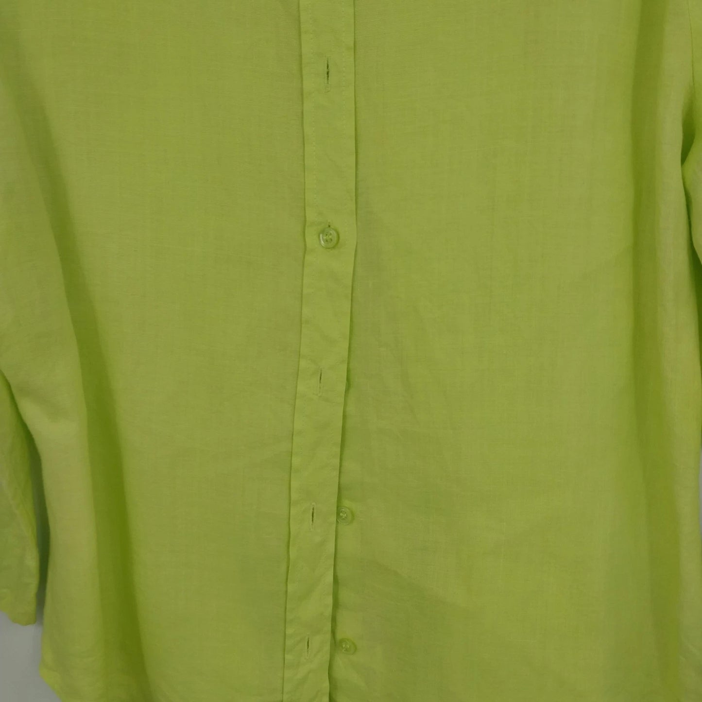 United Colors of Benetton Linen Blend Button Up Blouse Lime Green Women's Large