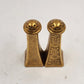 Stouffer Germany Metal Gold Daisy Table Salt & Pepper Shaker 4.5" Corked Antique