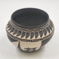 Laguna Pueblo Pottery Vase Bowl 7" Black White Heartline Deer Signed Lucario