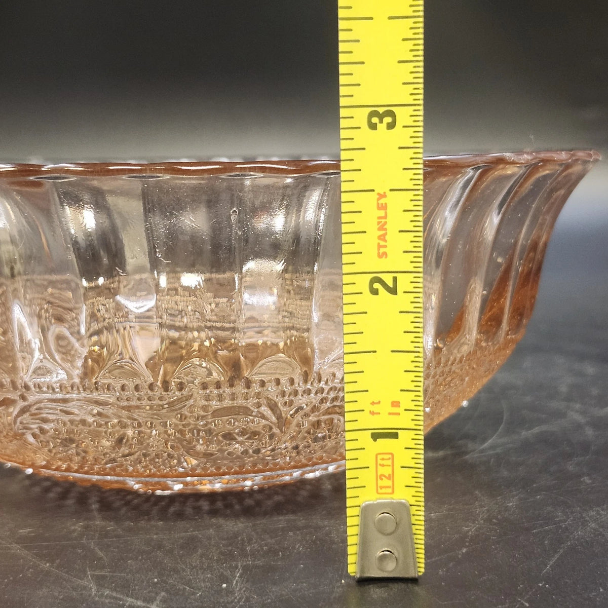 Indiana Glass Tiara Sandwich Pink Pressed Glass Bowl 7" Fluted Scalloped Vintage