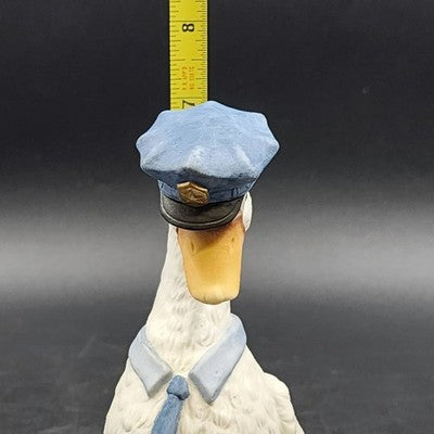 Enesco Policeman White Duck Goose Figurine 7" w Cap & Tie Porcelain 1986 Mexico