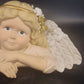 Ceramic Angel Figurine Shelf Headboard Decor Cream 13" Spiritual Collectible