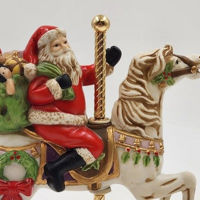 Homco Carousel Horse Figure Santa Claus #5117 Ceramic Brass Stand Philippines
