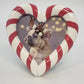 Isaac Jacobs Heart Photo Frame 5" Candy Cane Red White Christmas Holiday China