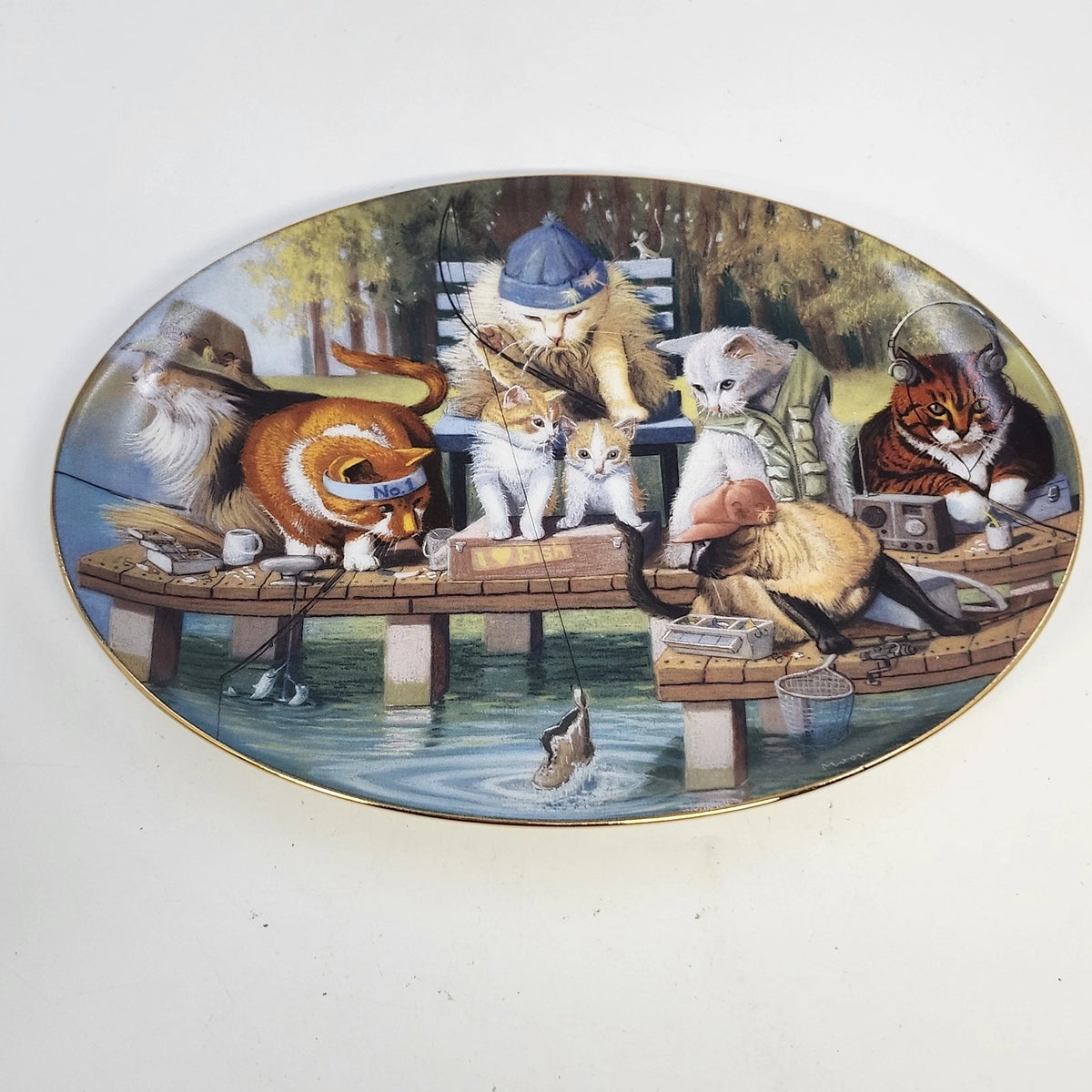 Franklin Mint Puss 'N Boot Bryan Moon Fine Porcelain Plate Limited Edition COA