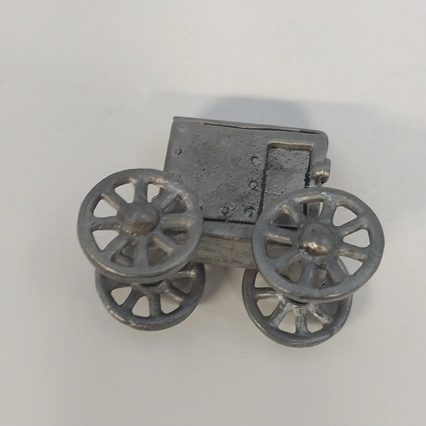 Pewter Horse Drawn Amish Buggy Carriage Miniature Figurine Vintage 2.5"