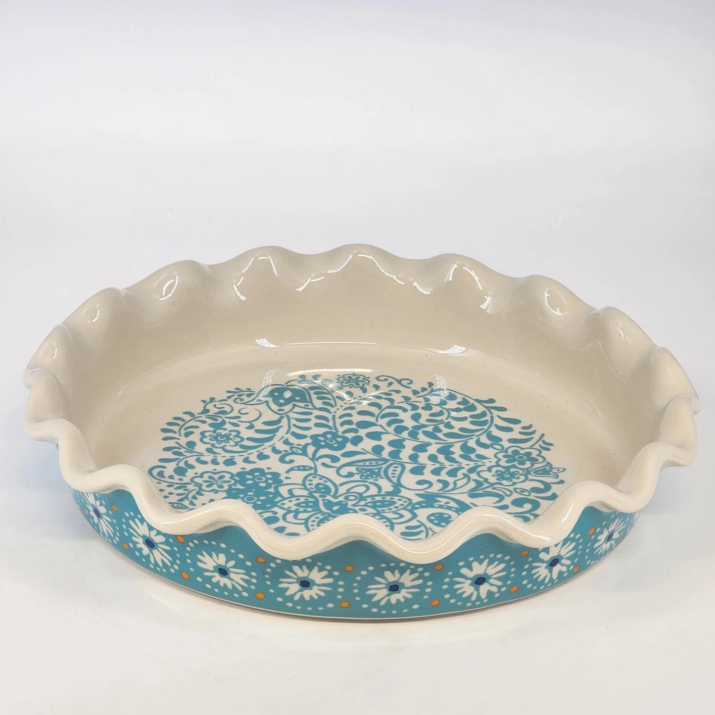 Pioneer Woman Flea Market Stoneware Pie Plate 10.5" Floral Design Ruffled Edge