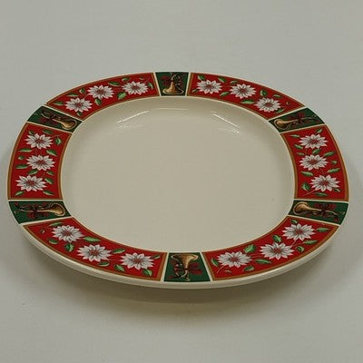 Charlton Hall Christmas Gravy Boat & Saucer Classic Traditions Ceramic Crazed
