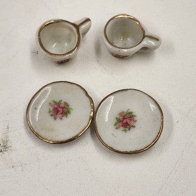 Porcelain Mini Tea Set 10pc Pink Rose Gold Trim by Price Products