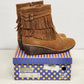 Betani Chantal-1 Fringe Wedge Boots Tan Suede Boho Women’s 8.5 Ankle Booties