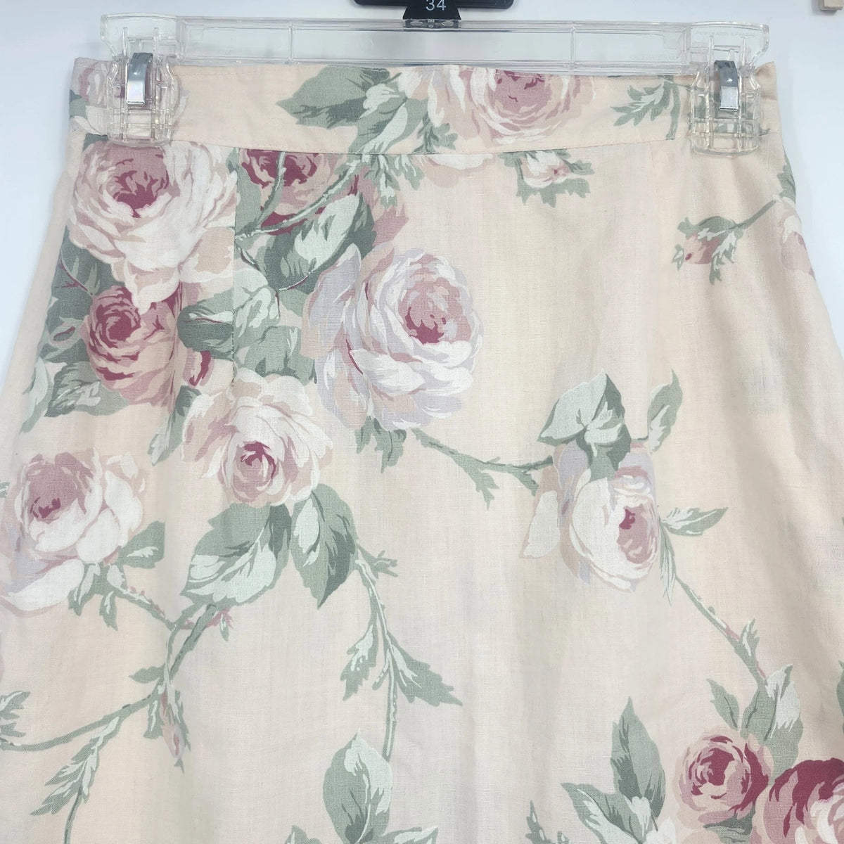Contempo Casuals Floral Skirt Women's 7/8 A-Line Cotton Polyester Botton Front