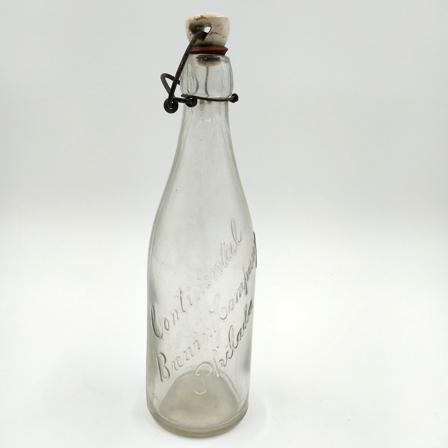 Commonwealth Continental Brewing Co Philadelphia PA Flint Clear Glass Bottle 10"