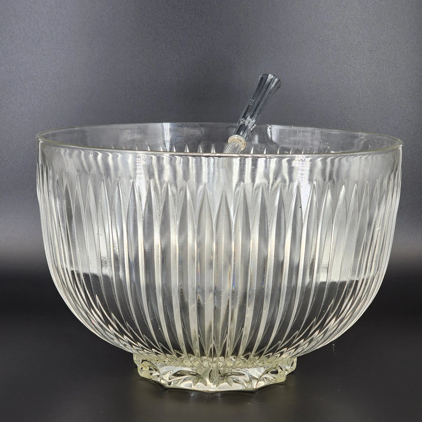 Colony Starlight Glass Punch Bowl 11" with Plastic Ladle 13" Vintage Mid Century
