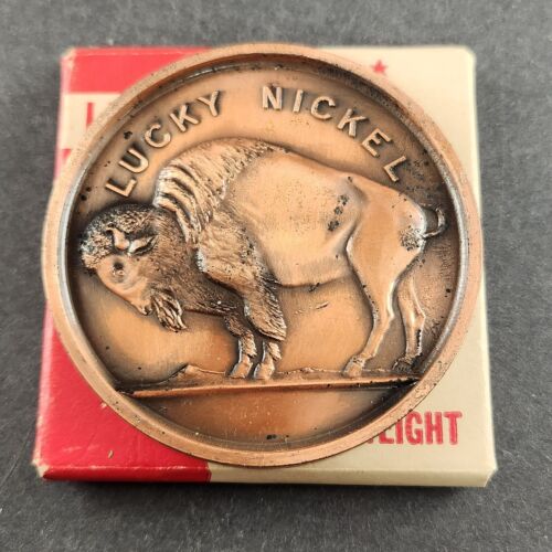 1952 Lucky Buffalo Nickel Statue of Liberty Souvenir Paper Weight with Box 2.75"