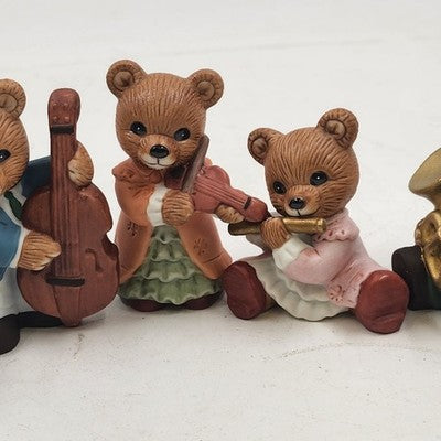 Homco Collections No 1422 Set of 6 Symphony Orchestra Musical Teddy Bears Vtg