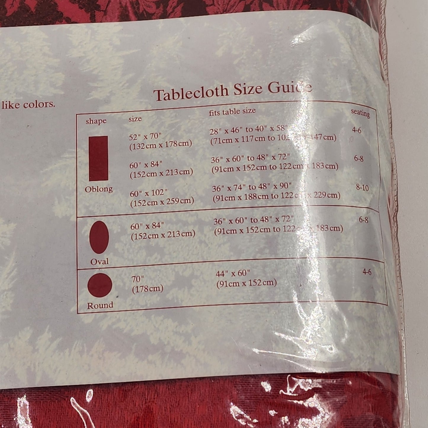 December Home Fabric Tablecloth Oblong Red Damask Poinsettia Motif 60"x102" NEW
