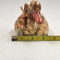 Duck Decoy Floral Decoupage w Display Ribbon Felt Base Decorative Porcelain 9”L