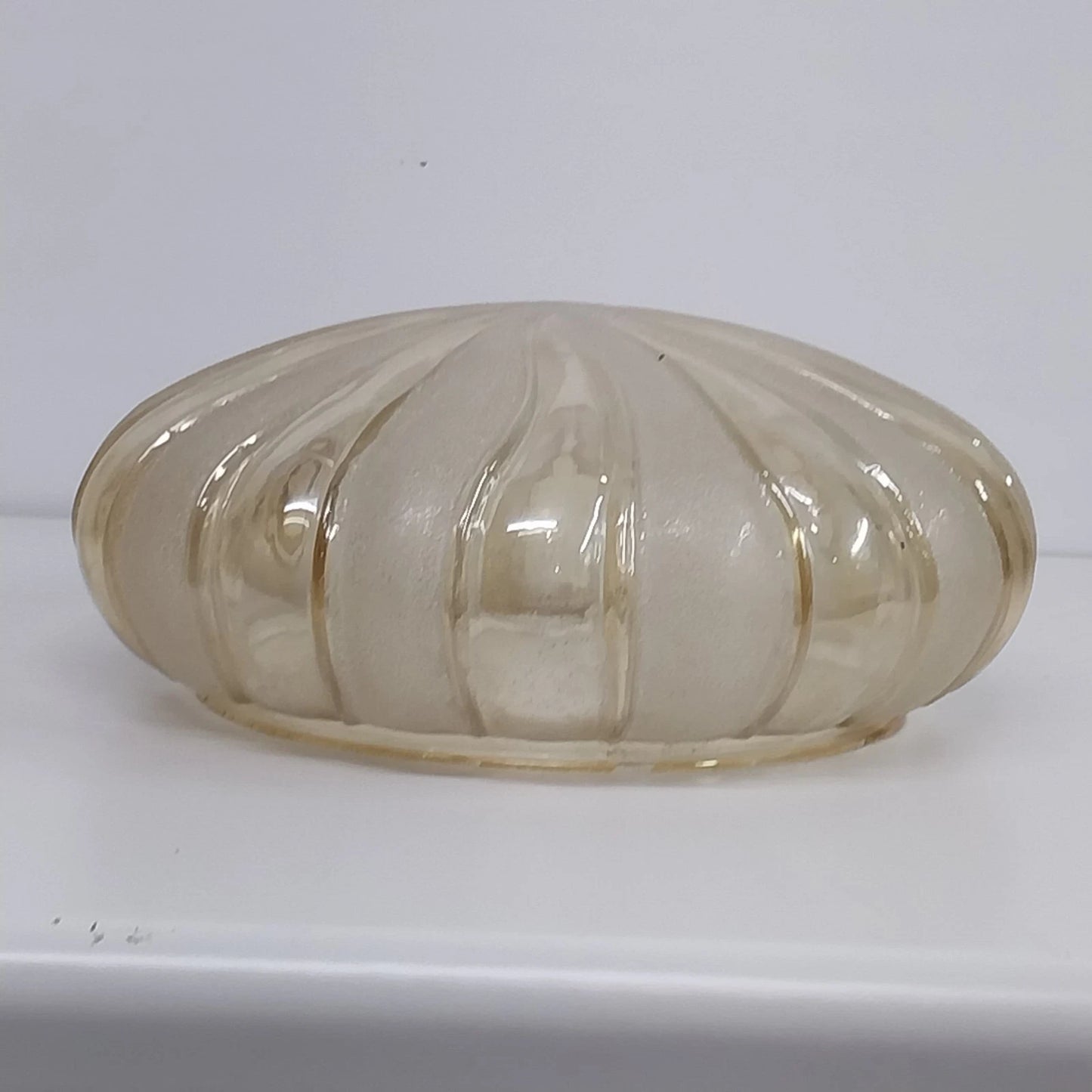 Amber Glass Ceiling Light Shade 12" Ribbed Pumpkin Flush Mount 9" Fitter Vintage