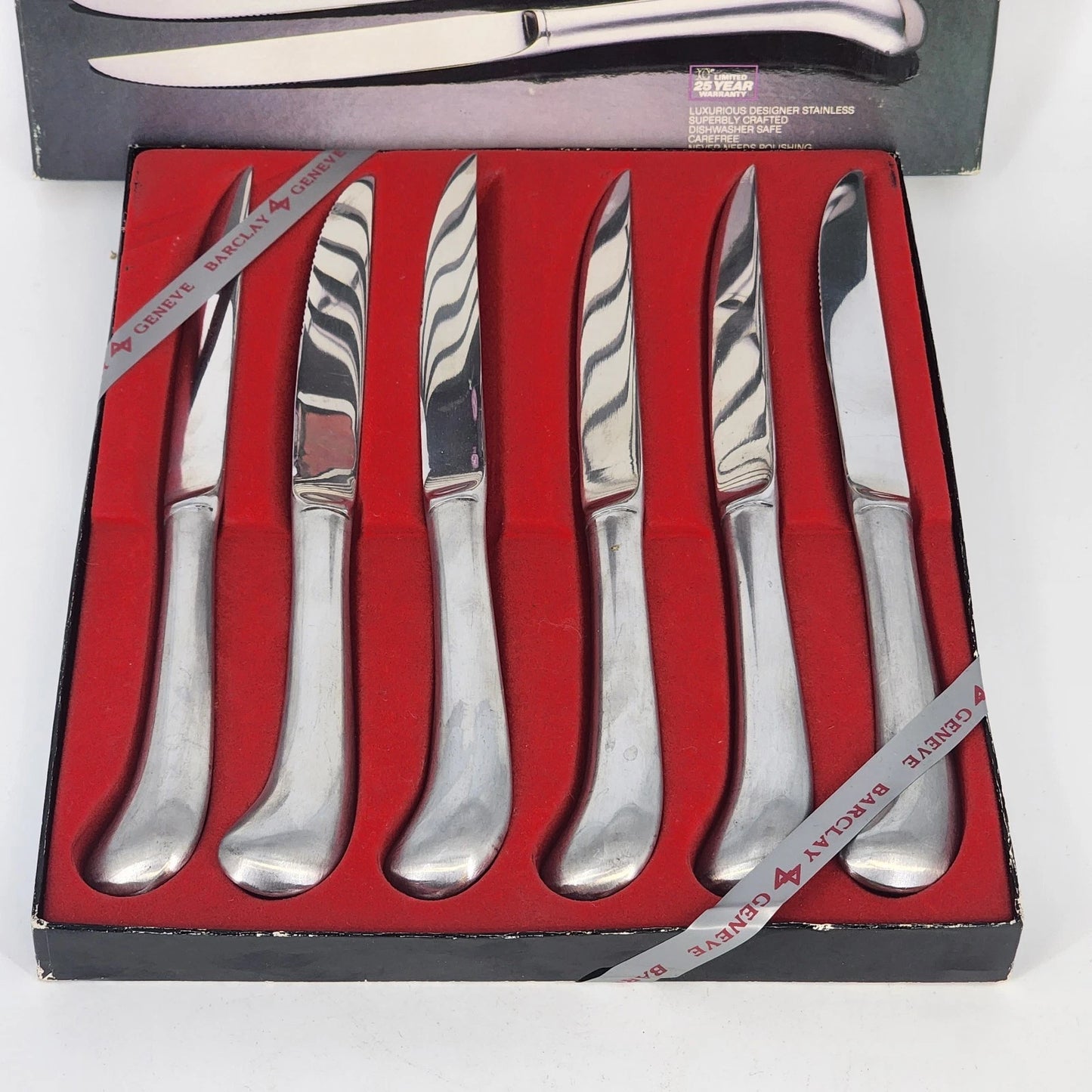 Barclay Geneve 6-Piece Steak Knife Set Oyster Bay Pistol Grip Stainless w Box