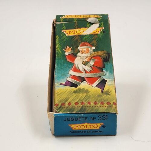 Tin Spinning Christmas Tree Push Toy Vintage 1950's with Santa Molto Spain #331