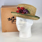 Vintage Straw Boater Hat Green Band Red Flower Ted Jacobs Box