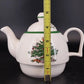 Spode Christmas Tree Teapot Lid Holly Gifts Stoneware England S3324-A6 Vintage