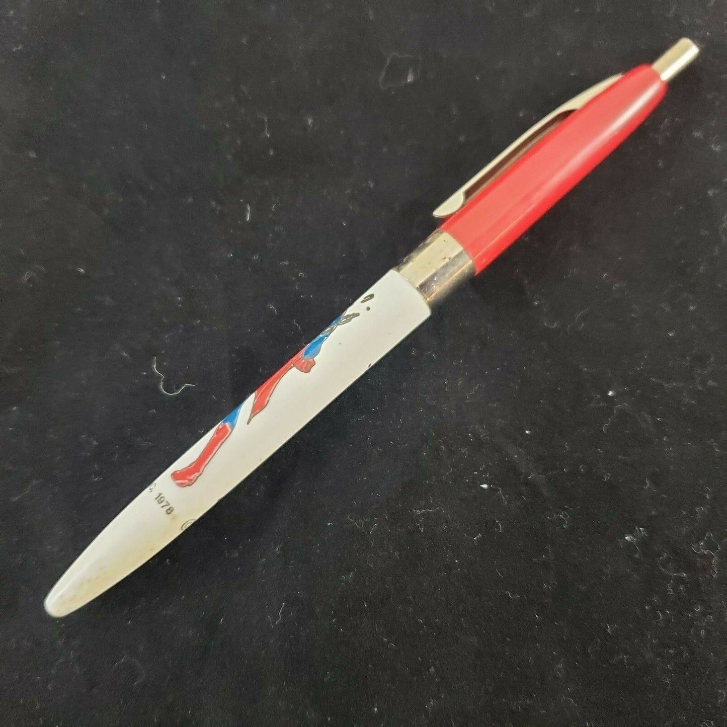 DC Comics Superman Click Pen 1978 Red White Blue (Does NOT WRITE) Needs ink 5"