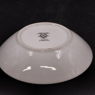 Noritake Cumberland Dessert Bowl 5.5" White Flowers Platinum Trim Vintage Japan