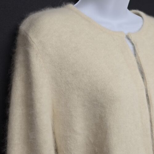 Xhilaration Women's Cream Angora Rabbit Hair Sweater Lg Hook-Eye Front Cardigan