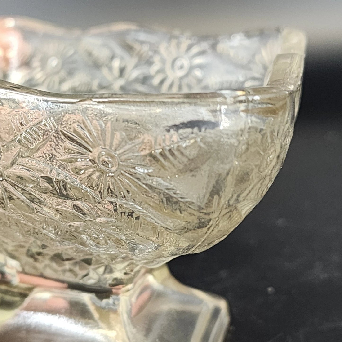 Indiana Compote Pedestal Candy Dish Clear Glass Pineapple & Floral Diamond 6.5"