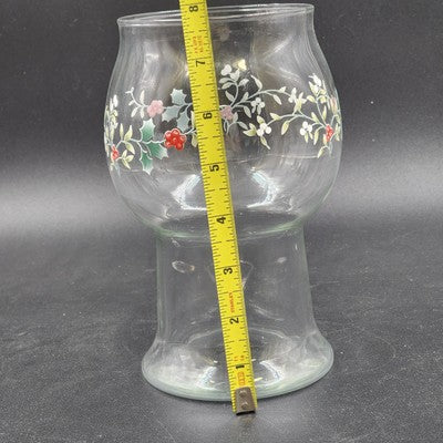 Pfaltzgraff Winterberry 1995 Glass Floating Candle Holder Floral